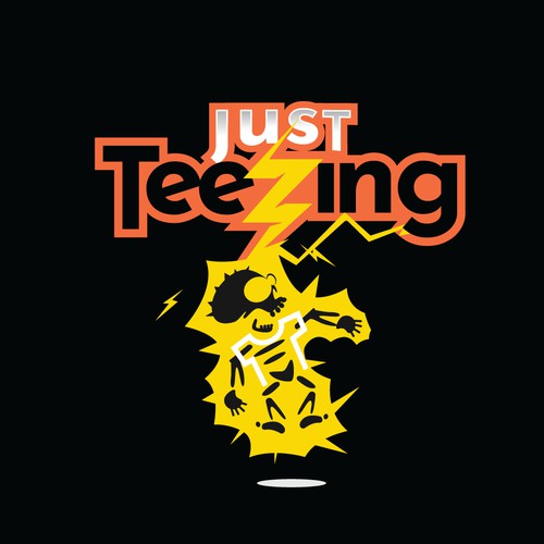 Logo for a T-shirt brand with a Zap. The brand focus on parody comedy shirt.