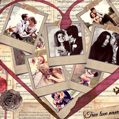 Valentines Day inspired photo collage for 4 to 8 photos