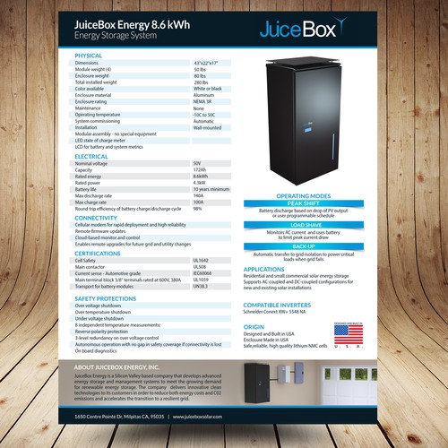 Data Sheet for an Advanced Energy Storage System