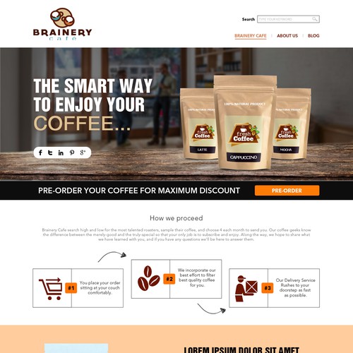 Create a pre-order page with a warm, conversational, chill feel for a coffee sampling brand
