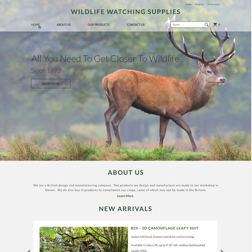 Design for a Wildlife Supplies Website