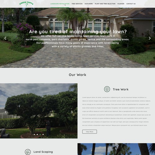 Web page design for a tree and lawn maintainance company