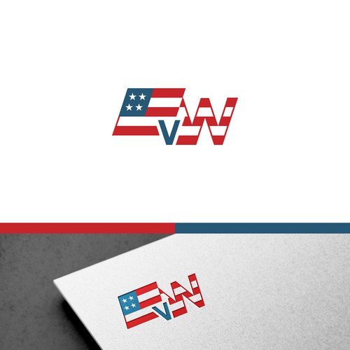 EvW letter logo design with American flag shape