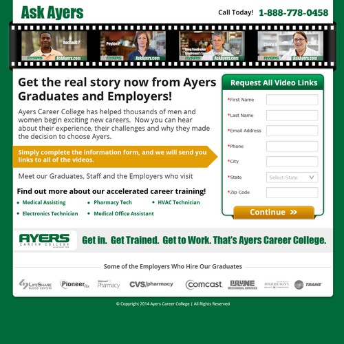 WordPress Landing Page (1 Page) to support TV Campaign "AskAyers"