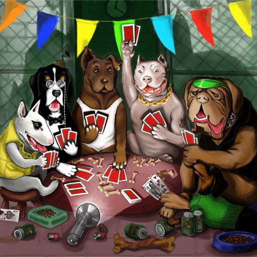 Illustration for Dogs playing Poker!! 