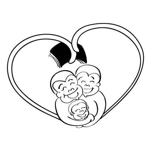 Monkey tattoo design for a family of 3