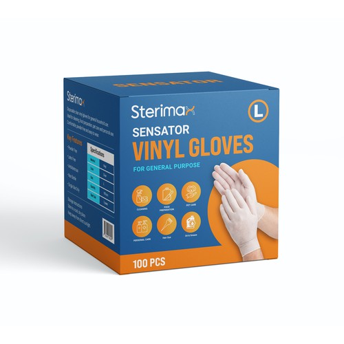 Modern Vinyl Gloves Packaging Design for Sterima