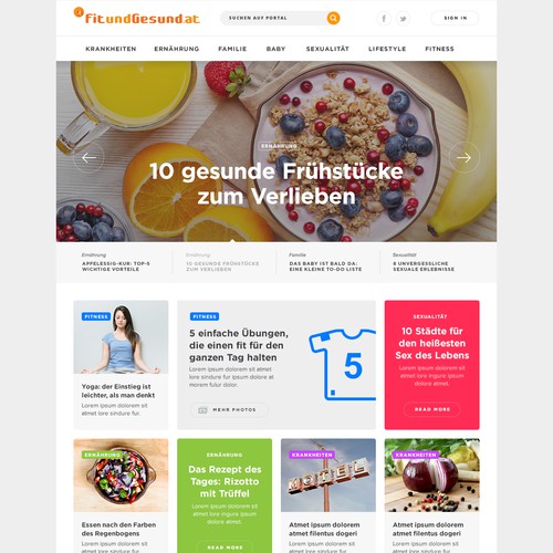 Responsive redesign for a familie & lifestyle website