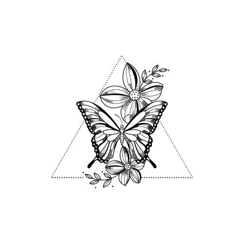 Tattoo style logo of a butterfly
