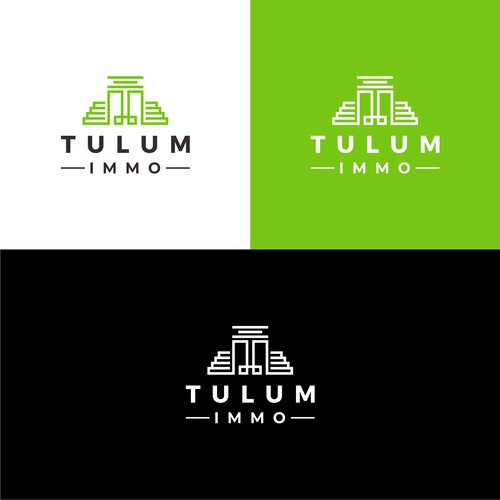 Modern and cultural Line Art MAYAN temple TULUM IMMO