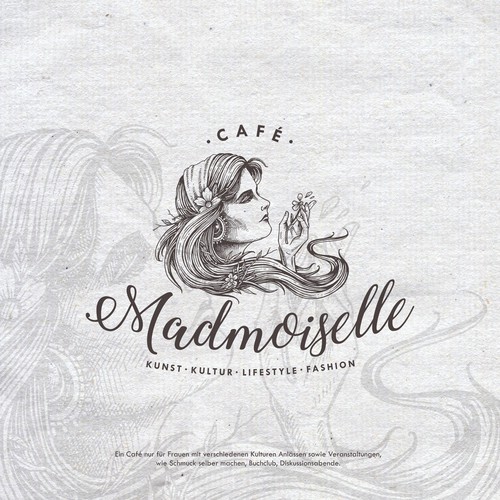 vintage Girl Logo concept for Cafe Madmoiselle 
