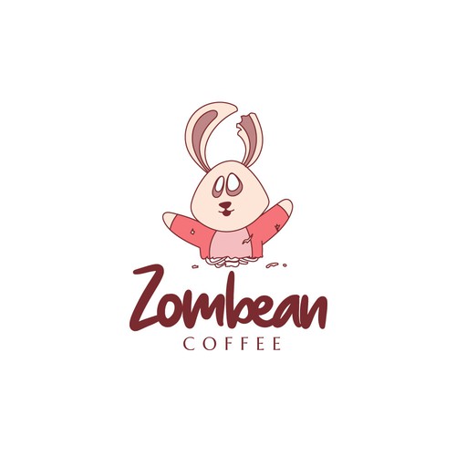 illustrative zombie bunny cartoon logo for a coffee restaurant