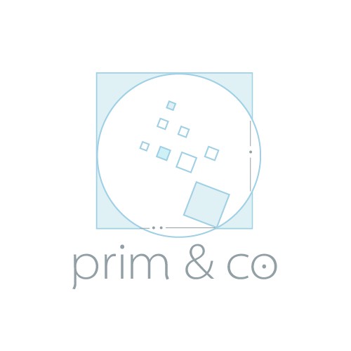 geometrical minimalist logo concept for the brand "Prim&Co"