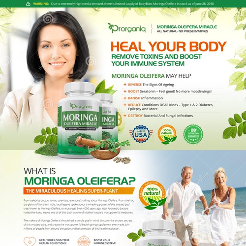 Landing page for a health supplement