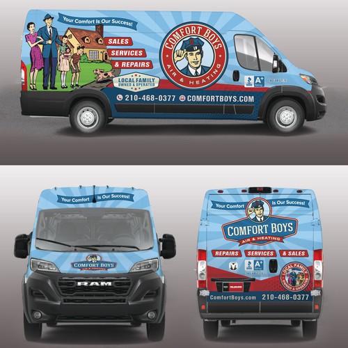 HVAC Branding: Comfort Boys Air & Heating Van Wrap Design