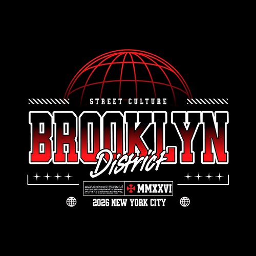 Brooklyn District — Urban Streetwear Typography T-Shirt Graphic