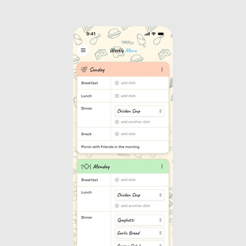Nostalgic Meal Planner app design Concept