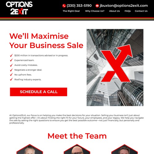 Web page design for a private equity firm