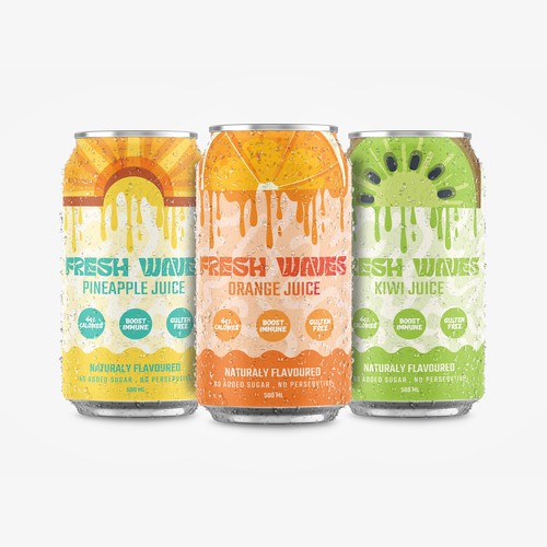 Juice Can – Vibrant Multi-Flavor Bottle Label Design