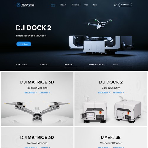 YAW DRONES WEBSITE DESIGN