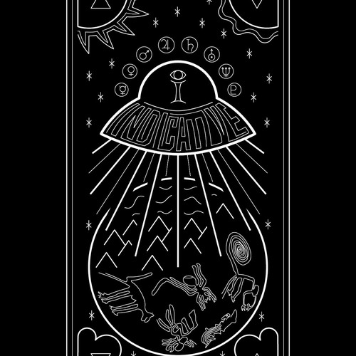 Black and White UFO Illustration