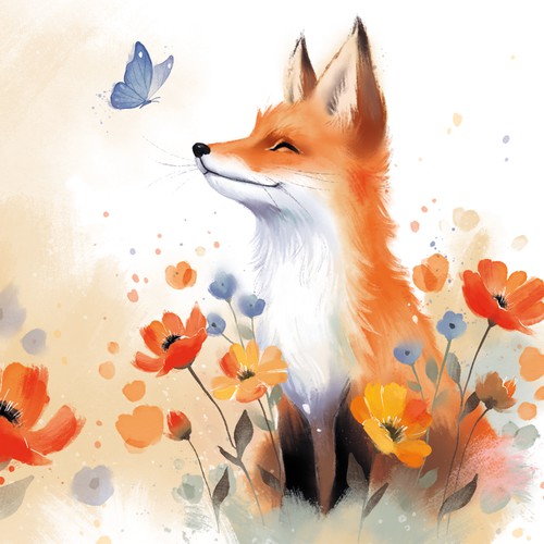 Watercolor Fox Design