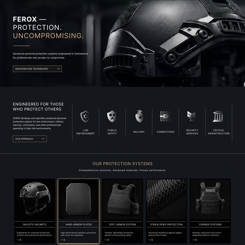 Website design for a Swiss protection brand