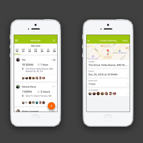 Mobile App design for Meeting App