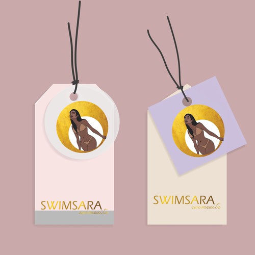 Tags mockup for amazing swimwear