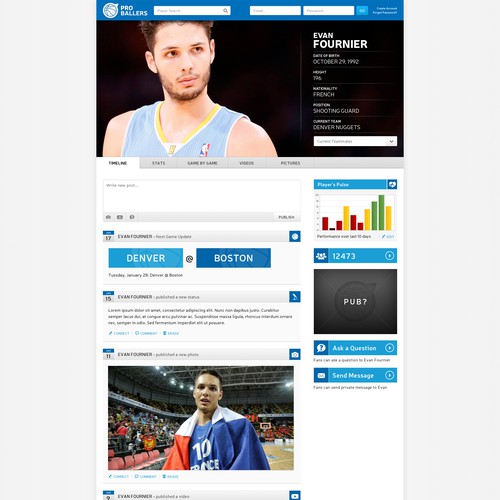 NBA Basketball > Design the social network for pro basketball players