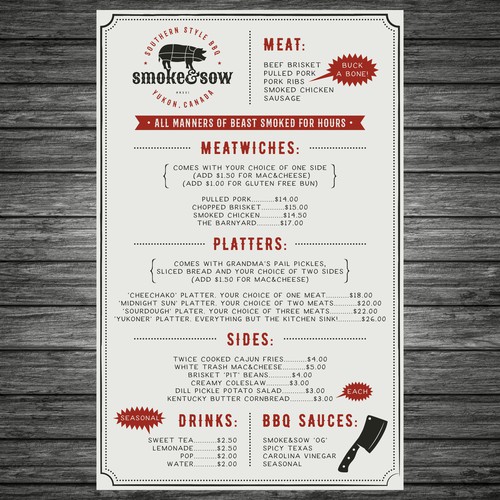 Menu design for side of food truck