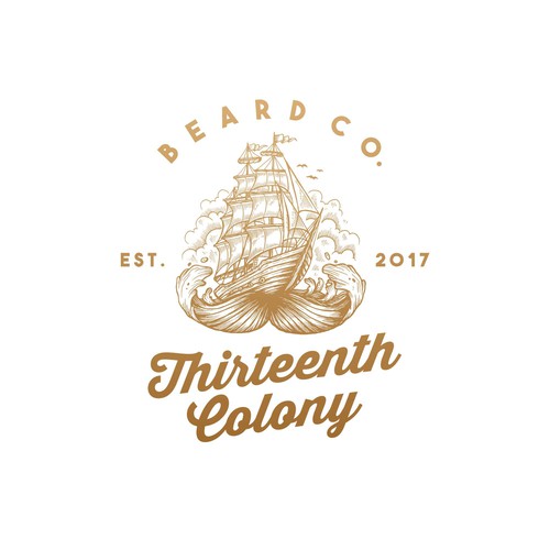 vintage illustration logo for Thirteenth Colony Beard Co.