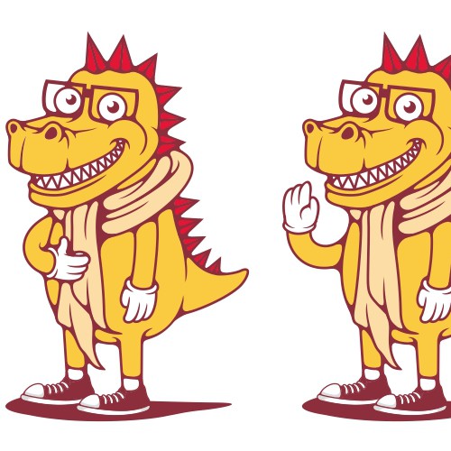 Character Design: Hip Dinosaur Mascot for a mobile App