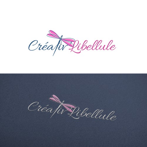 Dragonfly needle and thread logo vector