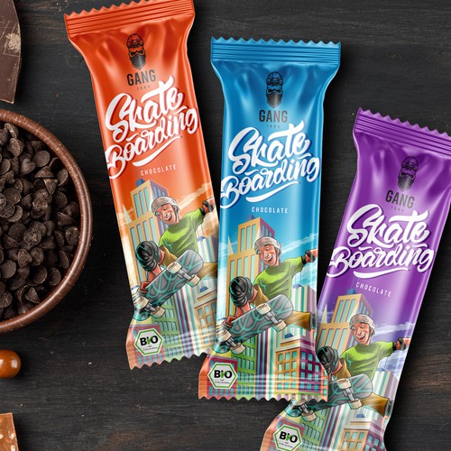 Skateboarding healthy chocolate