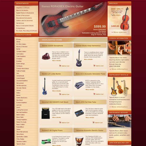 Music Instrument Store Home Page