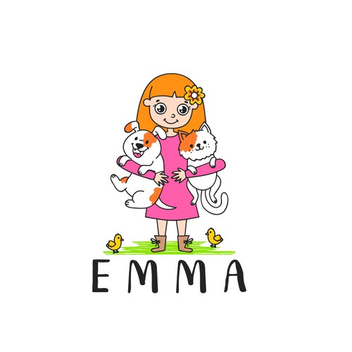 Logo design that expresses Emma and her kind and shows that she stands for love for animals. 