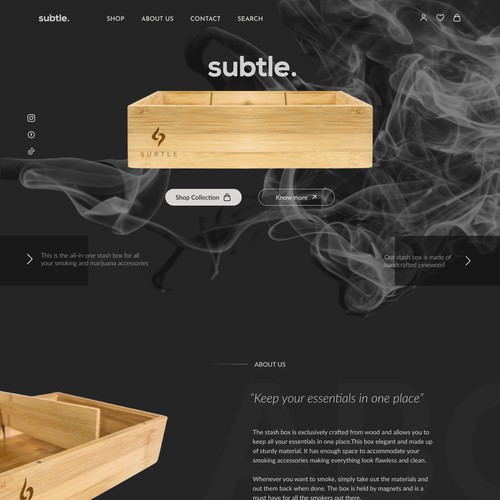 Elegant and Stylish Web UI Design for a Smoking Stash Box Brand