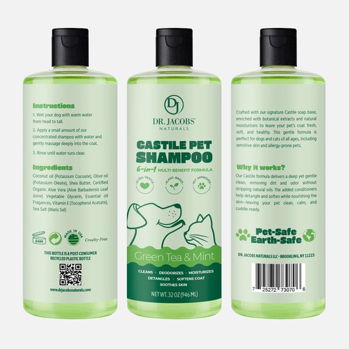 Pet shampoo label