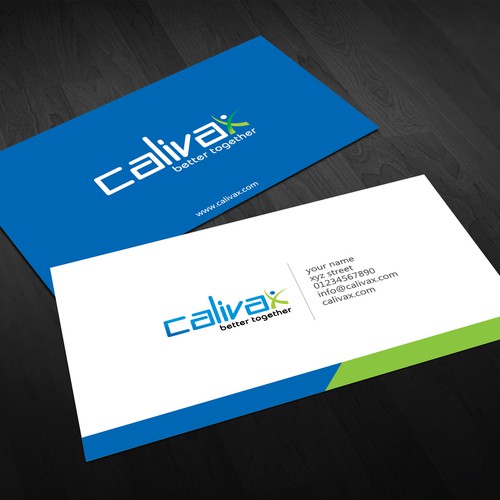 Create the next logo and business card for Calivax