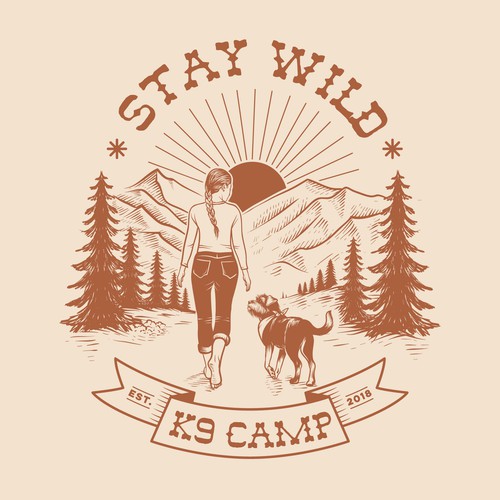 Western inspired logo for dog company in the PNW
