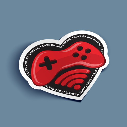 sticker design for "I love online gaming"