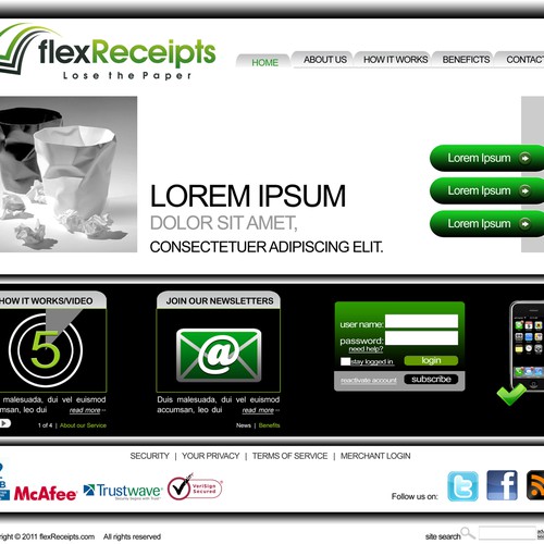 website design for flexReceipts.com