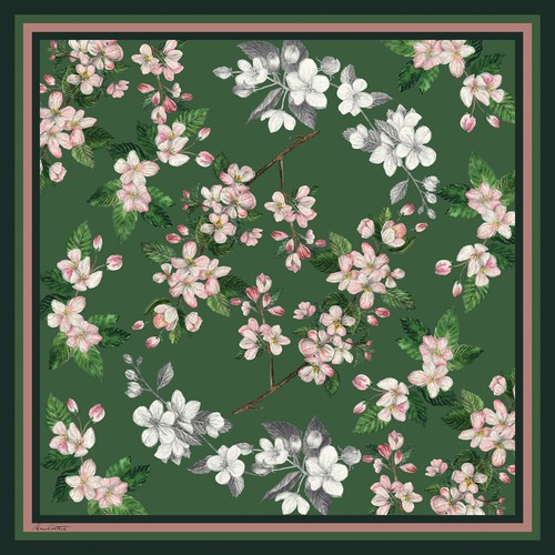 Apple Flowers Silk Scarf