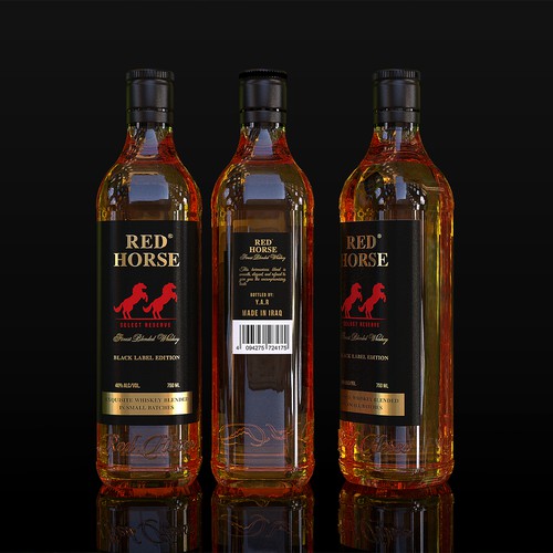 Red Horse Whiskey Label Design