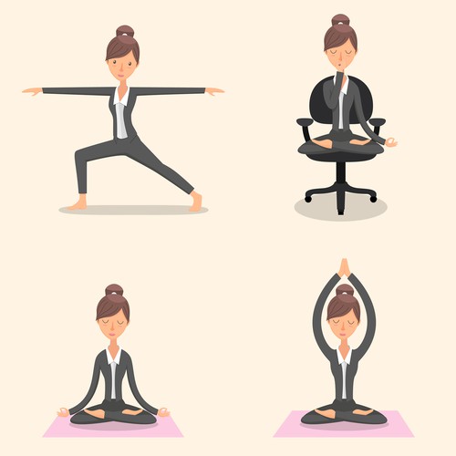 Character design for business yoga.