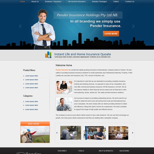 Pender Insurance needs a new website design