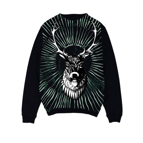 Vintage  crew neck sweater design with a stag