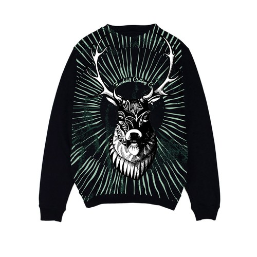 Vintage  crew neck sweater design with a stag