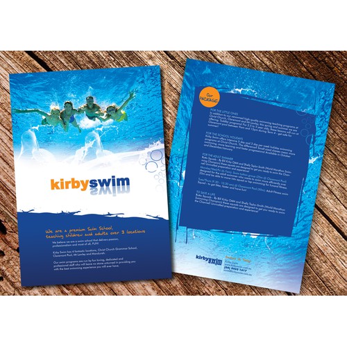 Create the next print or packaging design for Kirby Swim